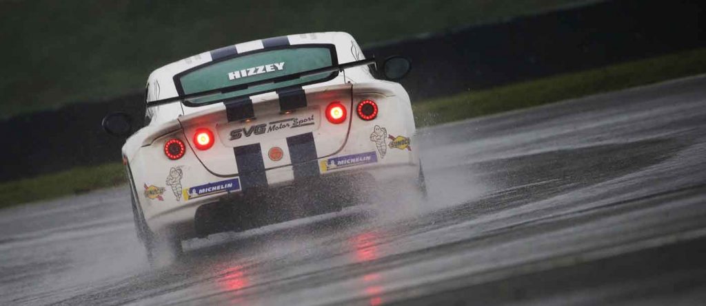 SVG Ginetta race car in the wet